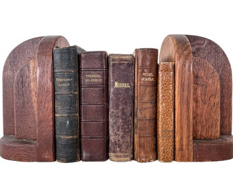 ヴィンテージフランス製手彫り木製ブックエンド：1940年代の白鳥の