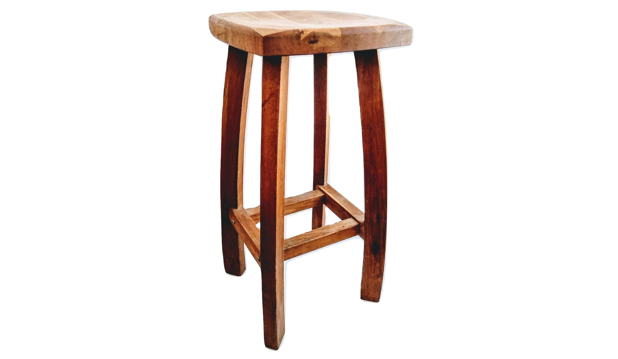 Pair of Tall Brutalist Wood Stools, 1960s France