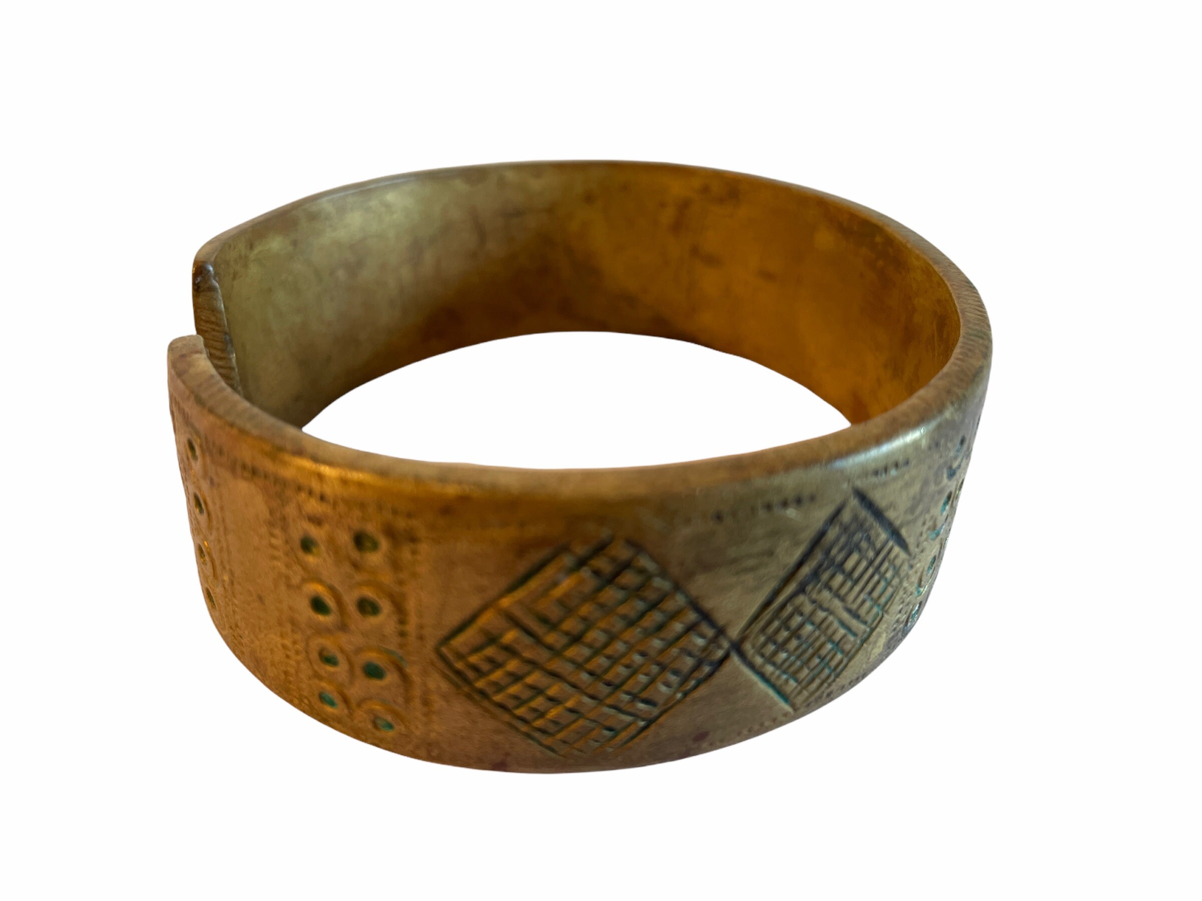 アンティーク アフリカン ソリッド ブラス カフ ブレスレット バングル