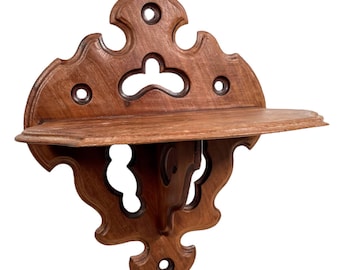 Vintage French Shelf Small Wooden Wood Wall Mounted Support Display Wall Hanging Display Decor Finishing circa 1950-60's / EVE