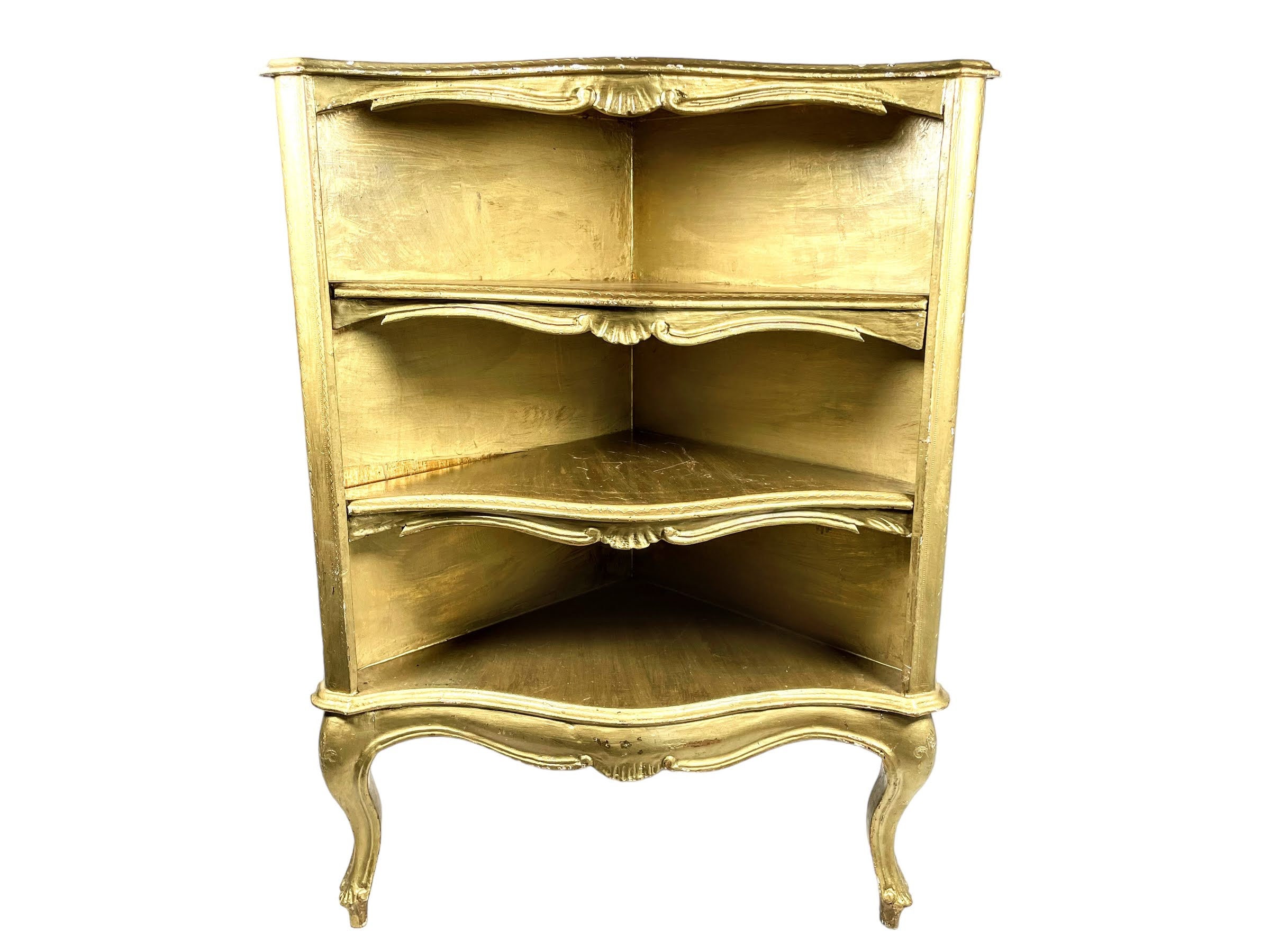 Étagère D'angle Italienne Vintage De Style Florentin, En Bois Peint Doré Orné, Table D'appoint, Présentoir, Rangement, Années 1960-1970/Eve