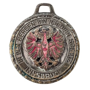 Antique Austrian Innsbruck Mountain Medallion Protector Pendant Medal Necklace Trophy Award c1920&#39;s / EVE