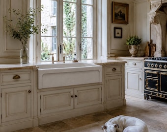 Vintage French Chambord Childeric II Granite Stone Kitchen Sink Hand Crafted Traditional Regal Childéric c2000 / EVE