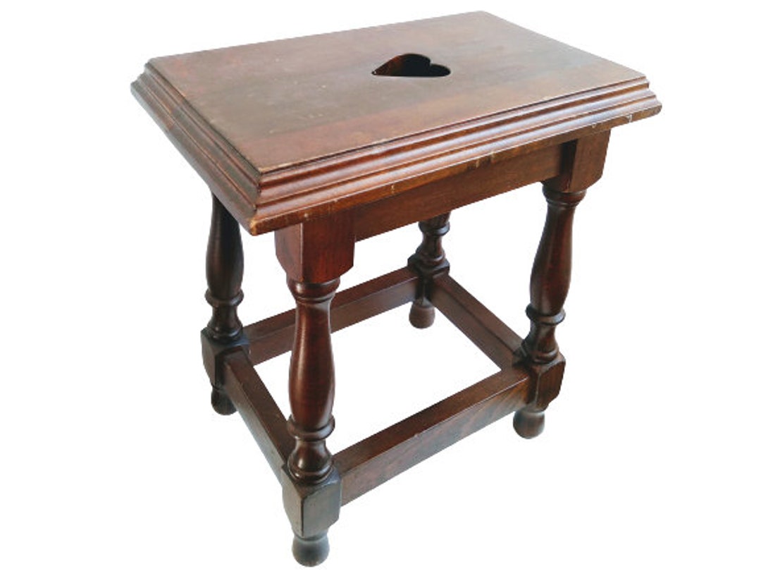 Vintage French Wooden Brown Natural Wood Small Milking Stool Bench ...
