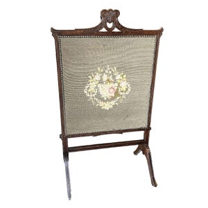 Antique French Screen Paravan Fireguard Gold Black Fire Screen Shield Divider Partition Decor Prop Furniture Chateaux Manoir c1920&#39;s / EVE