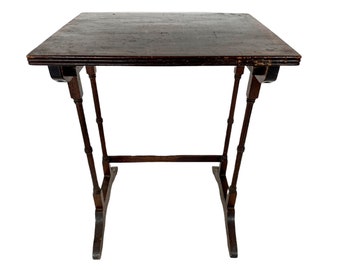 Vintage French Wooden Brown Varnished Wood Small Medium Side Table Stand Display Rest Plinth Furniture Classical Style c1950-60's / EVE