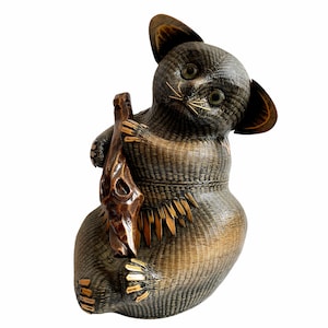 Vintage Chinese Koala With Lid Wicker Basket Shanghai Collection Small Traditional Craftsman Made Wickerwork Woven c1970&#39;s / EVE de France