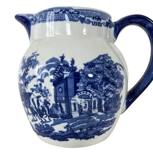 Antique English Large Ceramic Blue White Water Gravy Custard Large Jug Pitcher Boat Serving Bowl Dish Plate c1910-20&#39;s / EVE