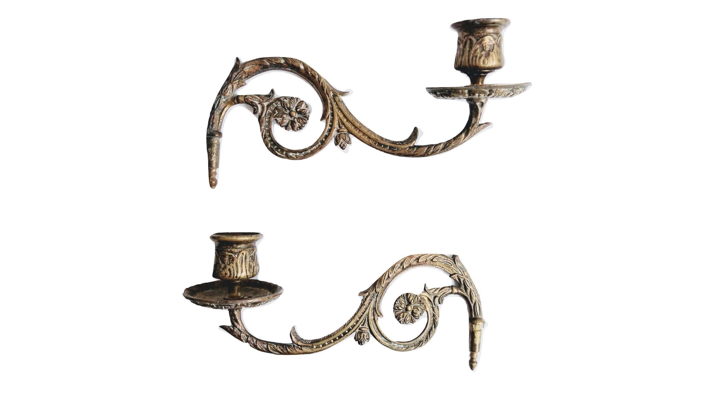 Antique Français Piano Applique Murale Bronze Laiton Métal Bougie Chandelier Bâton Piédestal Stand A