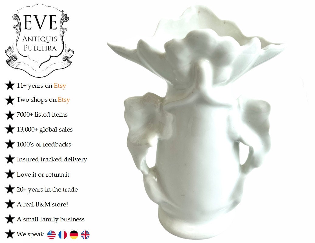 Antique Français Mariage Bud Vase Ceramic Globe de Mariée Mairee Gift Dome Présentation Décorative C