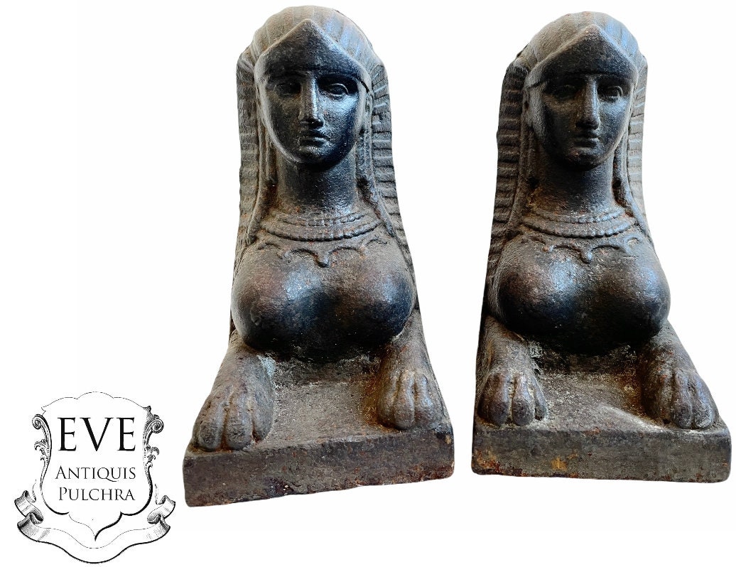 Antique Français Manoir Mansion Chateau Large Heavy Iron Firedogs Fire Dogs Fireplace Place Decor Eg