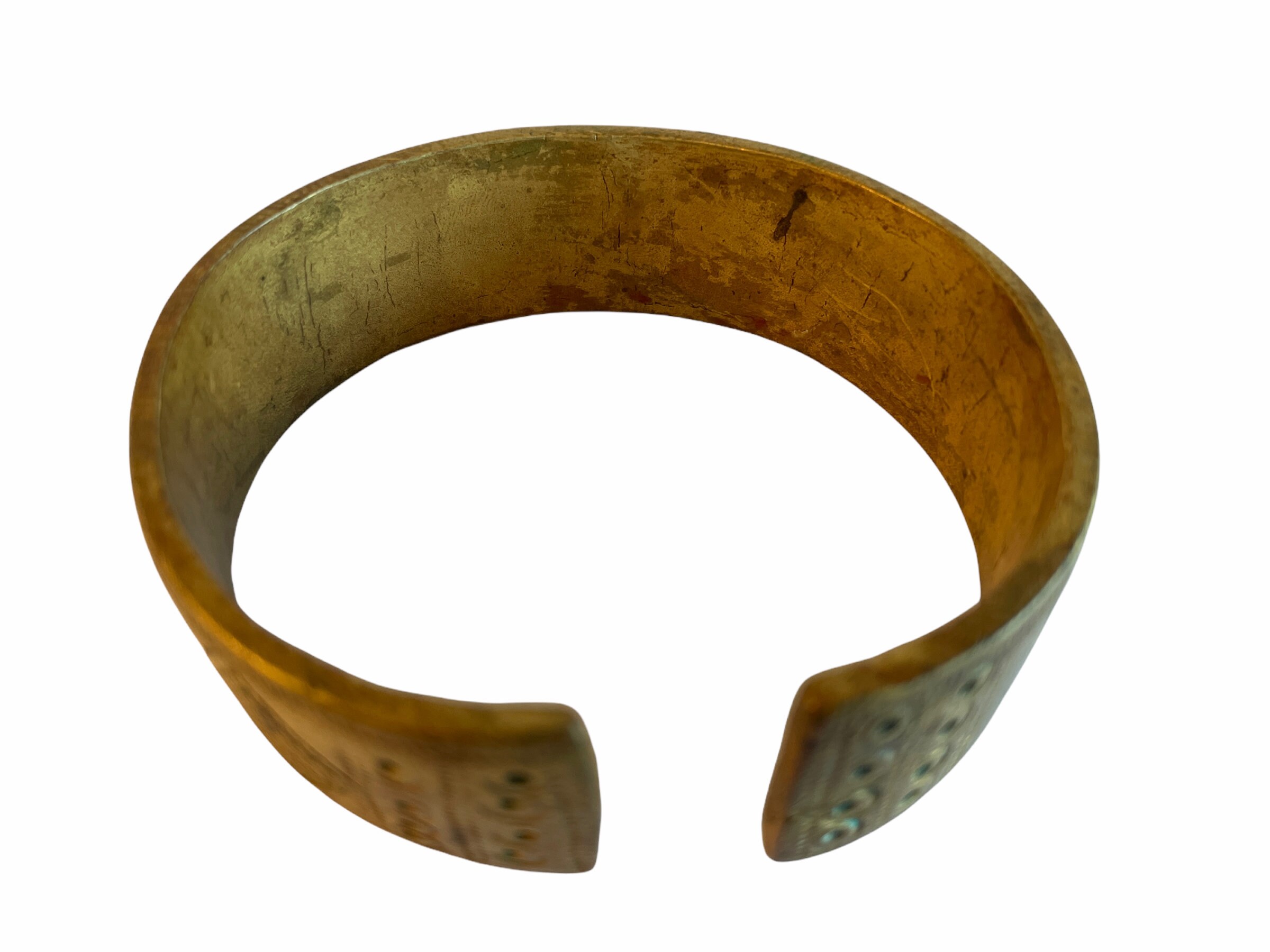 Antique African Solid Brass Cuff Bracelet Bangle Large Jewellery