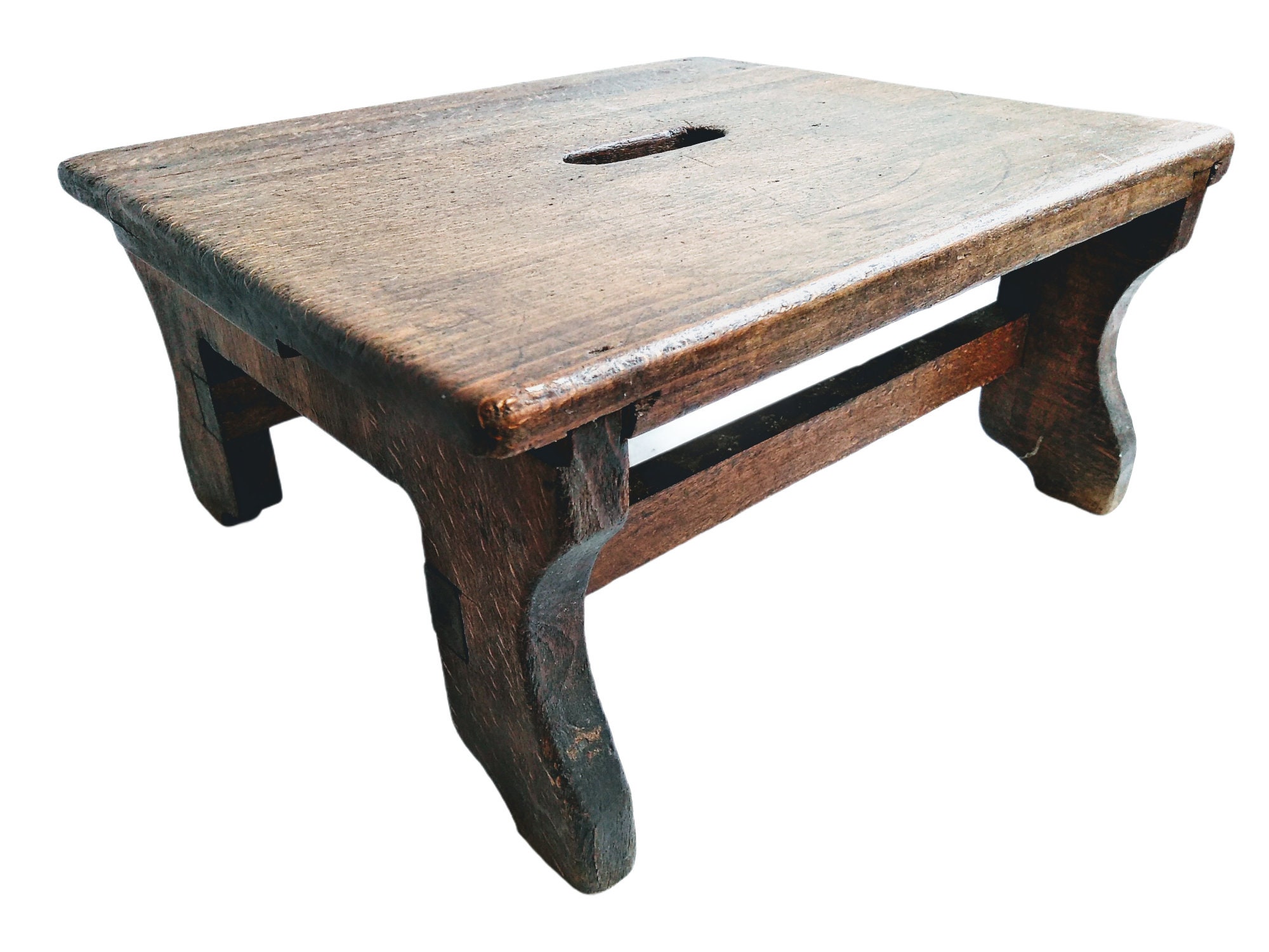 Vintage Français Broken Repaired Wood Small Plinth Tabouret Chair Stand Rest Seating Table Prop C193