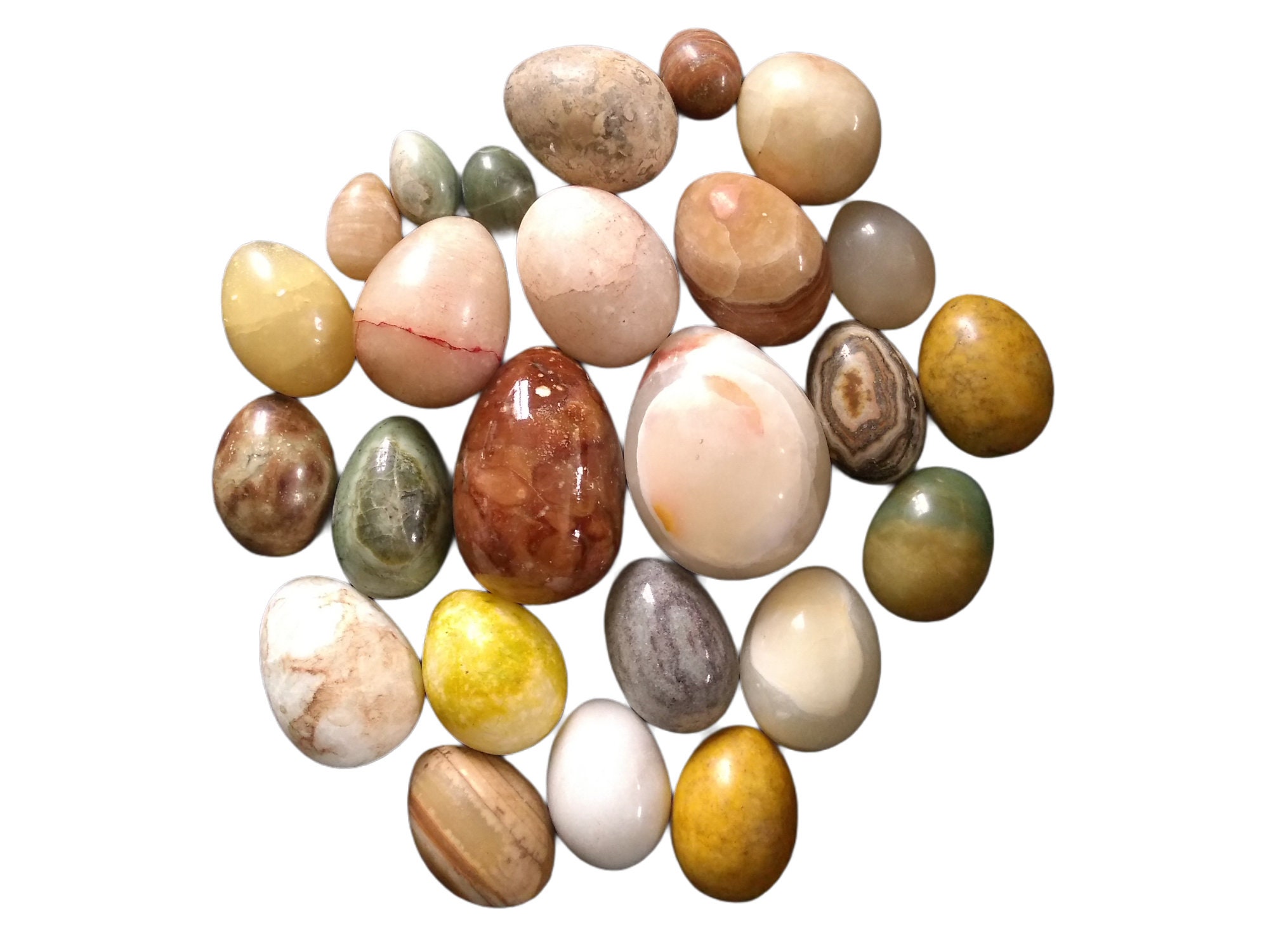 Vintage Français Œufs d'oeufs en Pierre Assortis Collection Instantanée Figurine Ornement Cuisine Pi