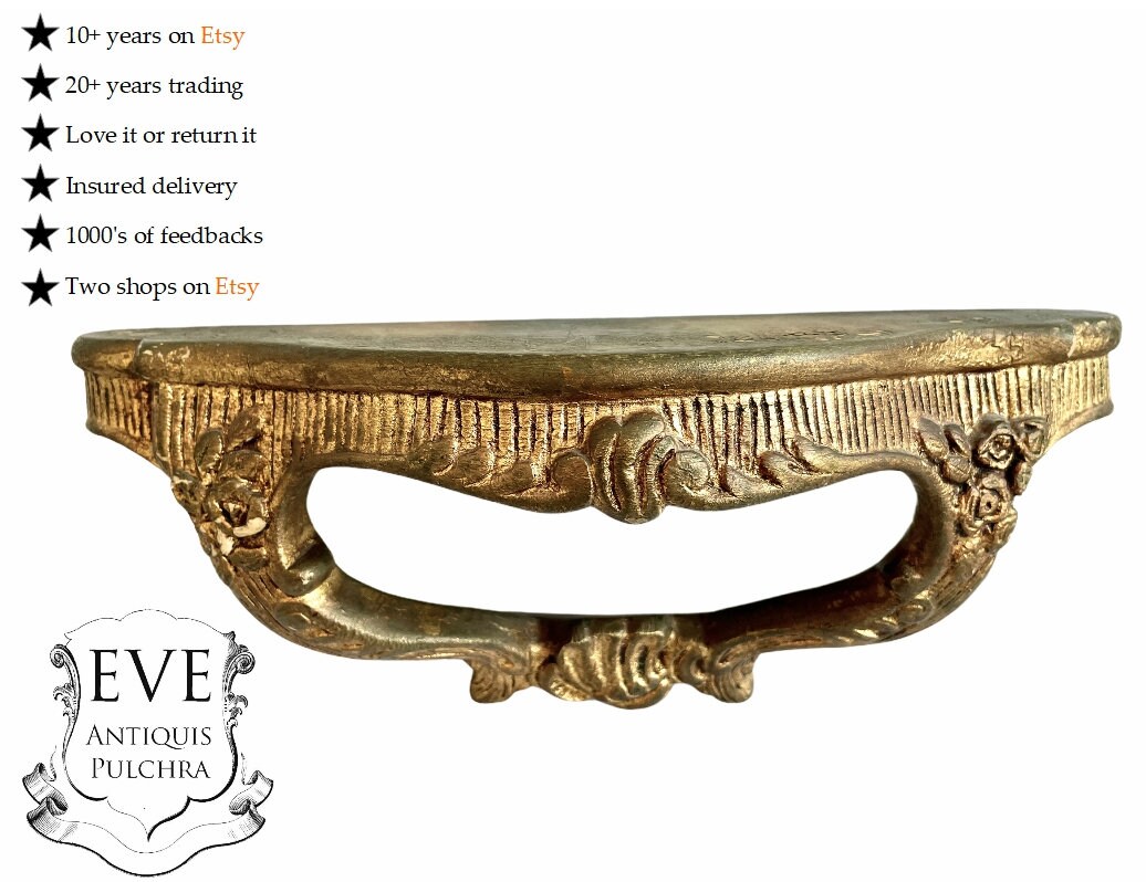 Vintage Italian Shelf Florentine Style Florence Gold Resin Ornately Decorated Small Wall Hanging Pli