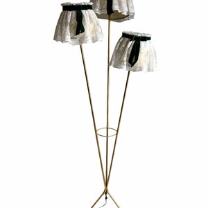 Grande lampe à bougie vintage, lanterne électrique à trois lumières en métal, finition dorée, décoration des années 1960 / EVE de France