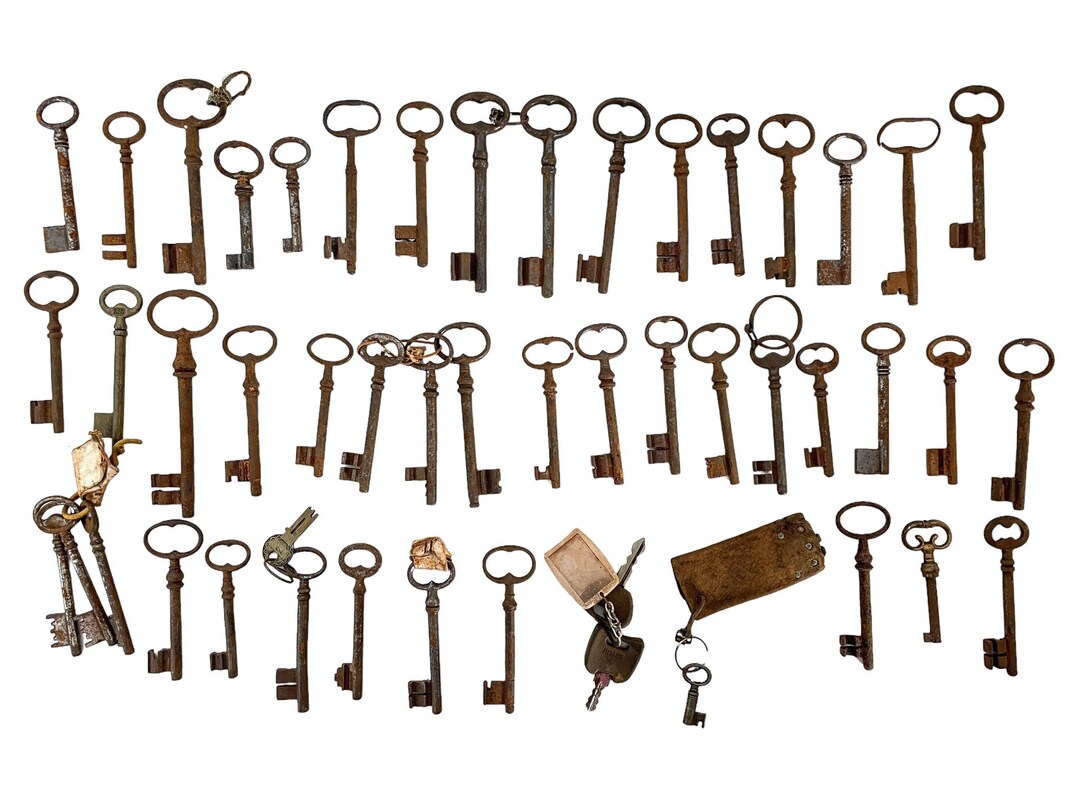Antique Vintage Keys French Rusty Iron Key Mixed Collection Job Lot ...
