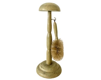 Antique French Wood Wooden Hat Stand With Brush Rest Decor Design Shop Commercial Retail Window Display c1920's / EVE