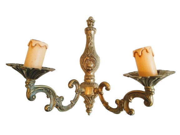 Vintage Français Brass Single Wall Hanging Electric Light Lantern Candle Lamp Ornament Decor Design 