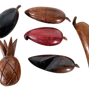 Vintage Bali Indonesian Job Lot Collection Pieces Wooden Wood Fruit Ornament Decorative Decor DIsplay Prop c1980-90's / EVE