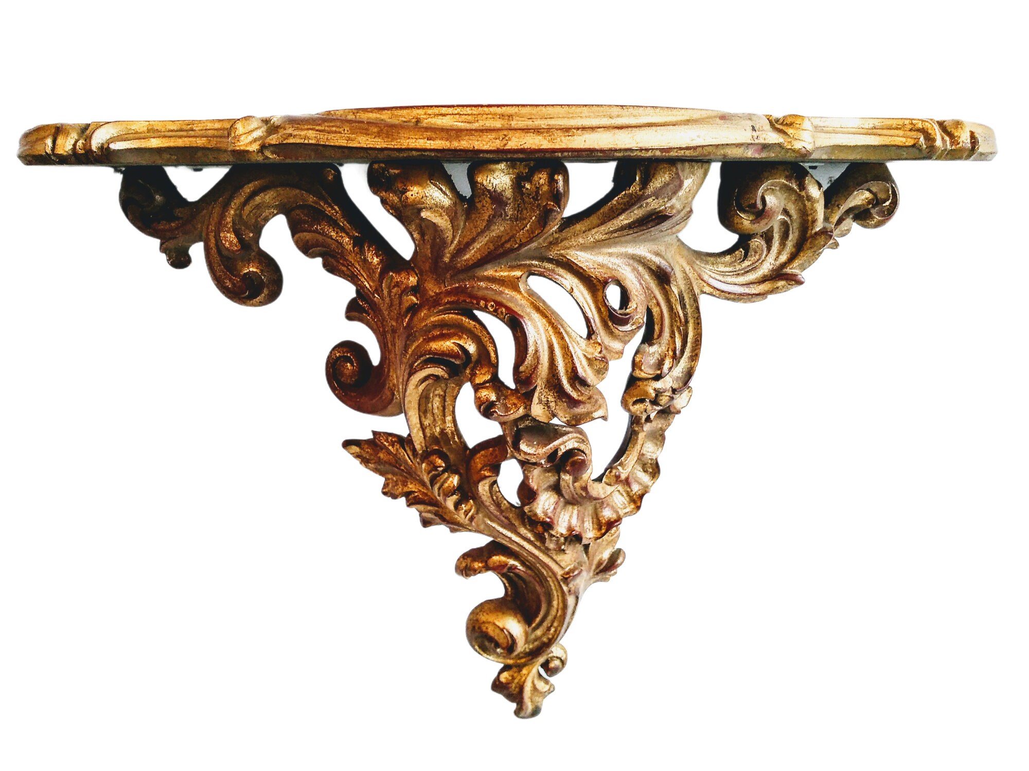 Vintage Français Ornate Wooden Wall Mounted Shelf Support Stand Display Hanging Decor Finishing Circ