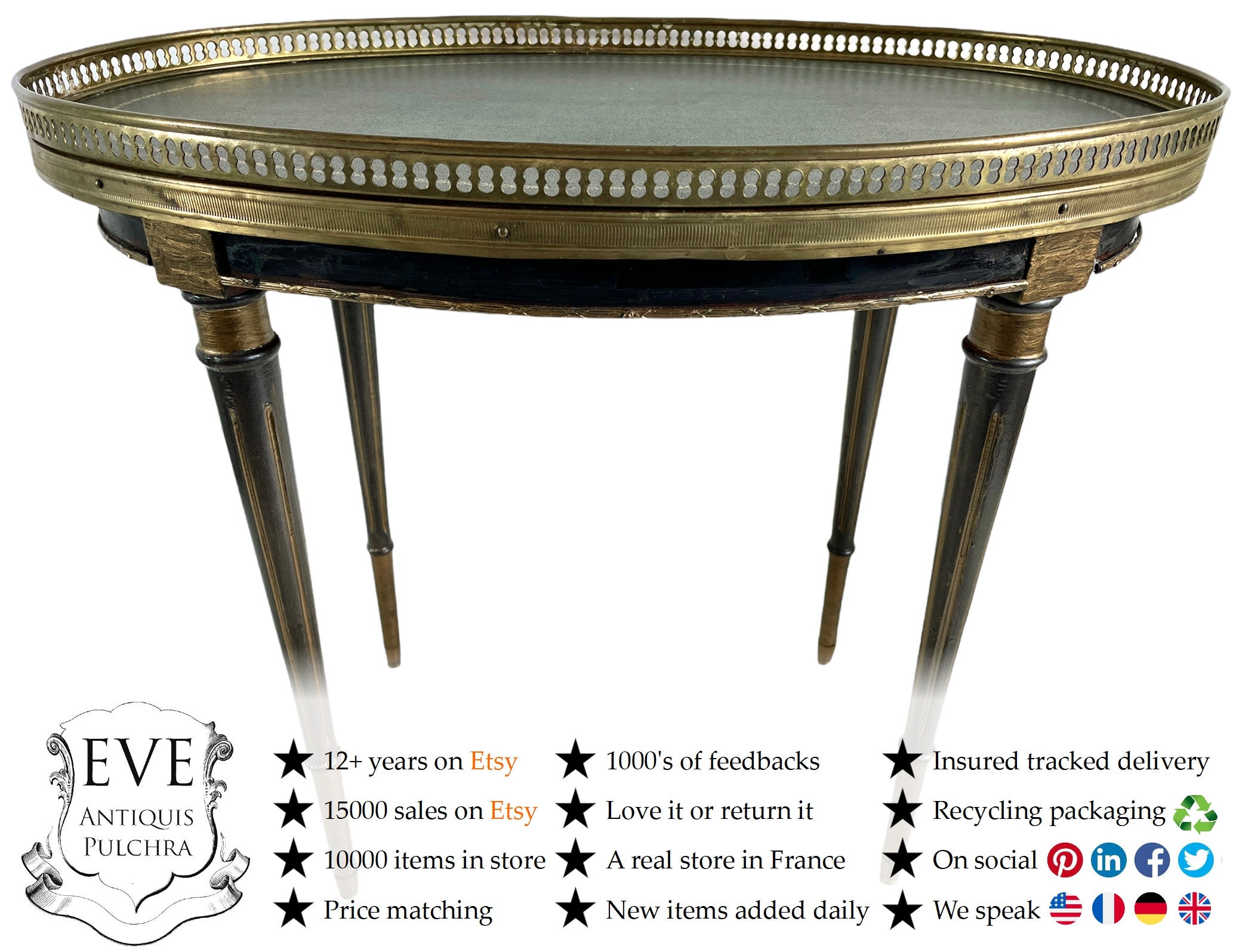 Vintage Espagnol Remis à Neuf Bois Or Vert Cuir Surmonté Petite Table d'appoint Stand Présent Dossie