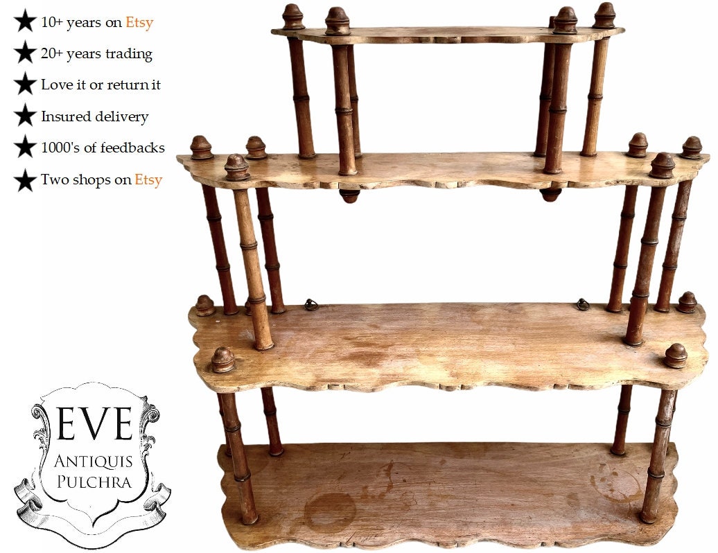 Vintage Français Bois Brun Foncé Étagère Moyenne Mur Affichage Plinth Prop Vers 1940-1950/Eve de Fra