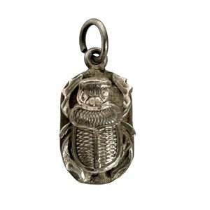 Vintage Egyptian Scarab Beetle Charm Pendant Jewellery Necklace Hanger Charm 1980&#39;s / EVE