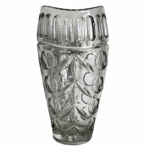 Jarrón de flores francés vintage, grande, pesado, de vidrio transparente, adorno decorativo, diseño de 1970 / EVE de France