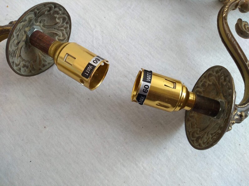 Vintage French Brass Bronze Wall Hanging Electric Light Etsy