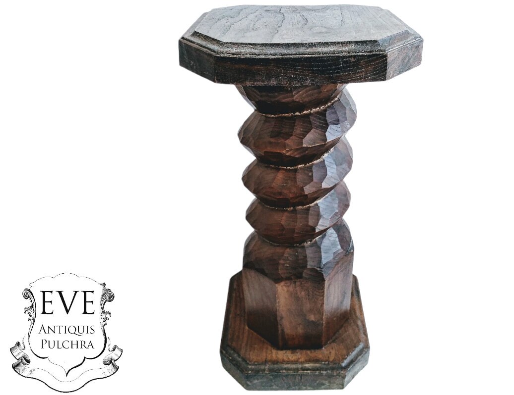 Vintage Français Vin Vineyard Press Screw Style Stand Bois Lourd Haut Socle Ornement Pot Display Res