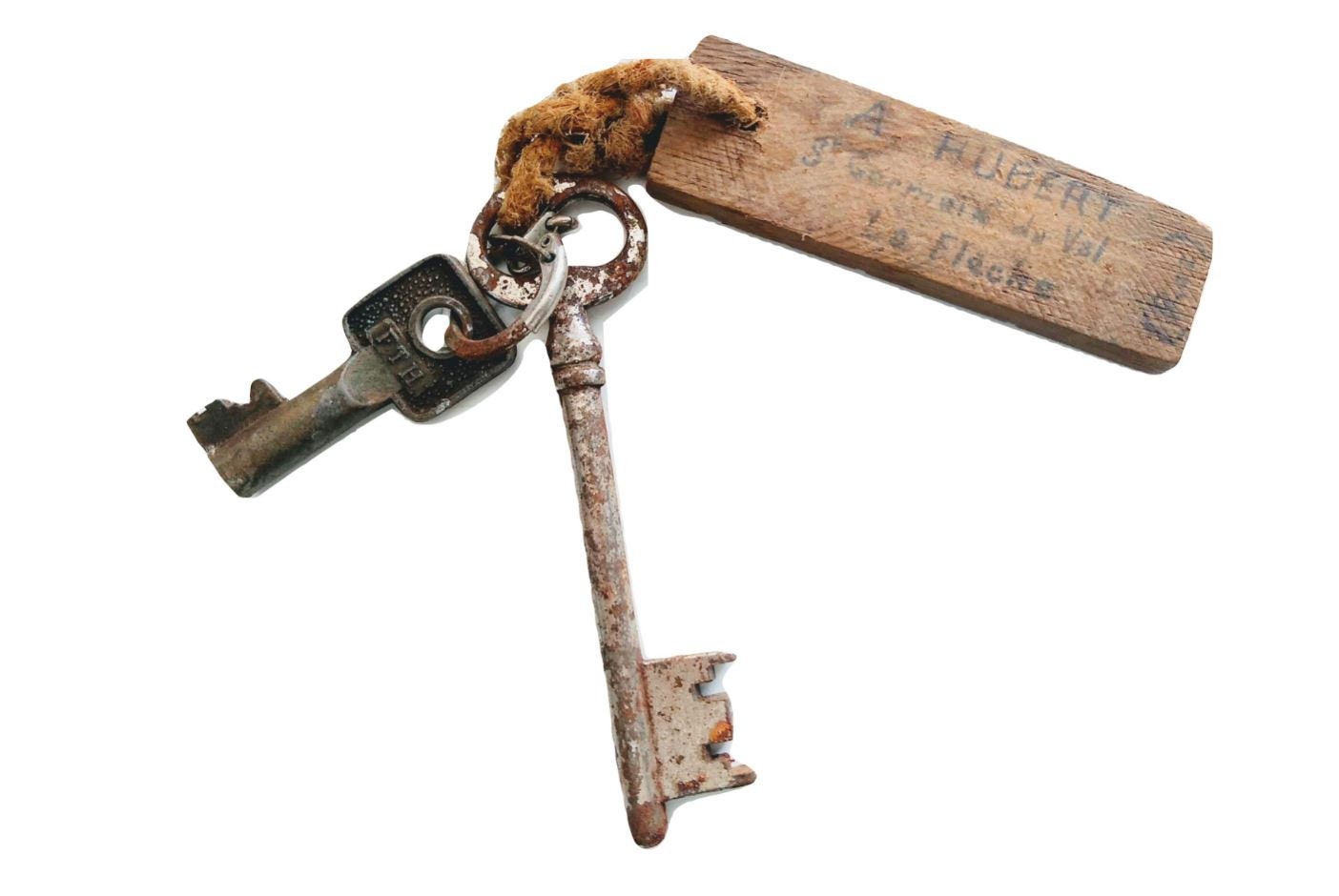 Vintage Français Collection Medium Rusty Iron Key Comme Trouvé sur Keyring Cupboard Tiroir Keys Port