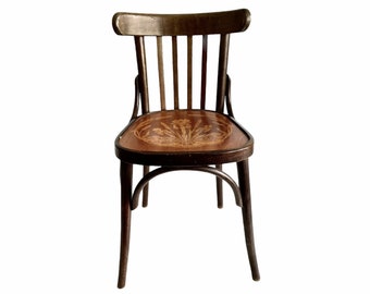vintage Français bistrot en bois courbé en bois brun bois naturel bistrot de cuisine chaise présentoir siège accessoire vers 1920-1930 / EVE de France
