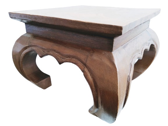 Vintage Français Heavy Wooden Brown Natural Wood Small Stool Chair Stand Display Rest Socle Repose-P