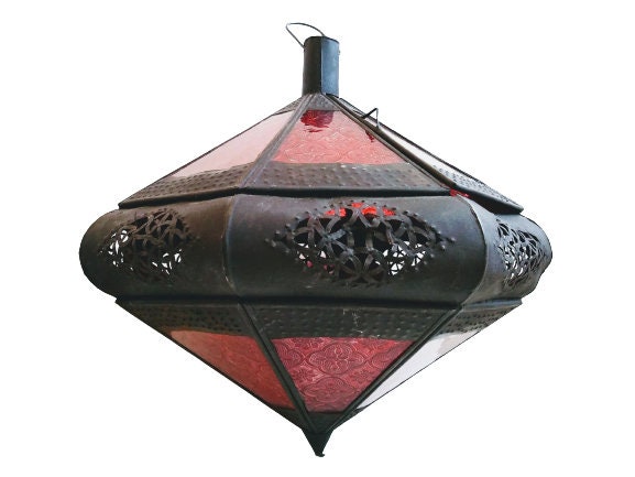 Vintage Marocain Tunisien Suspension en Métal Plafond Suspendu Lampe Électrique Abat-Jour Décor Desi