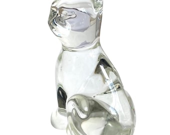 Vintage French Solid Glass Cat Ornament Figurine c1970-80's / EVE