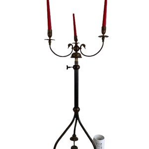 Antique French Floor Standing Adjustable Swan Candle Brass Metal Candlestick Stick Pedestal Stand Display Holders Ornate c1910-20&#39;s / EVE