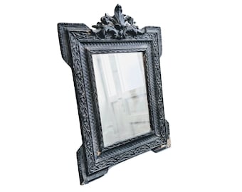 アンティークフランス製ルイ・フィリップミラー（黒と金）19世紀後半