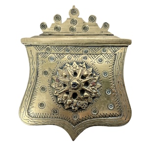 Antique Ottoman Turkish Greek Cartouchière Belt Storage Box Wallet Pouch Brass Jewellery Jewelry Trinket Box Gift c1900's / EVE de France