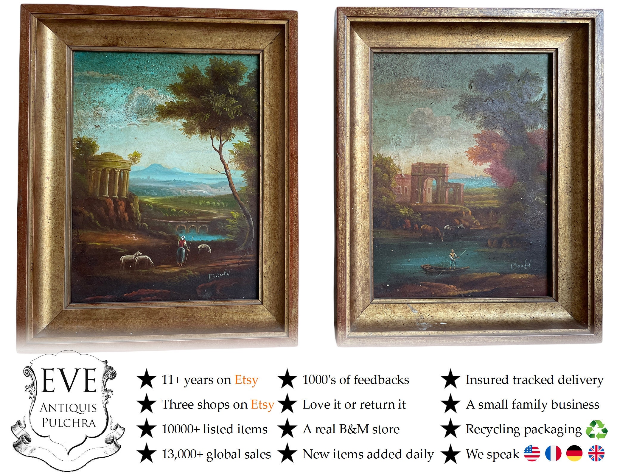 Vintage Italien Méditerranéen Pays Rustique Rural Italie Traditionnelle Peinture Acrylique Toile Sig