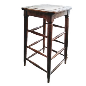 Vintage French Tall Height Wooden Stool Or Stand Dark Brown Wood Flower Pot Plant Ornament Double Display Rest Tabouret c1950-60&#39;s / EVE