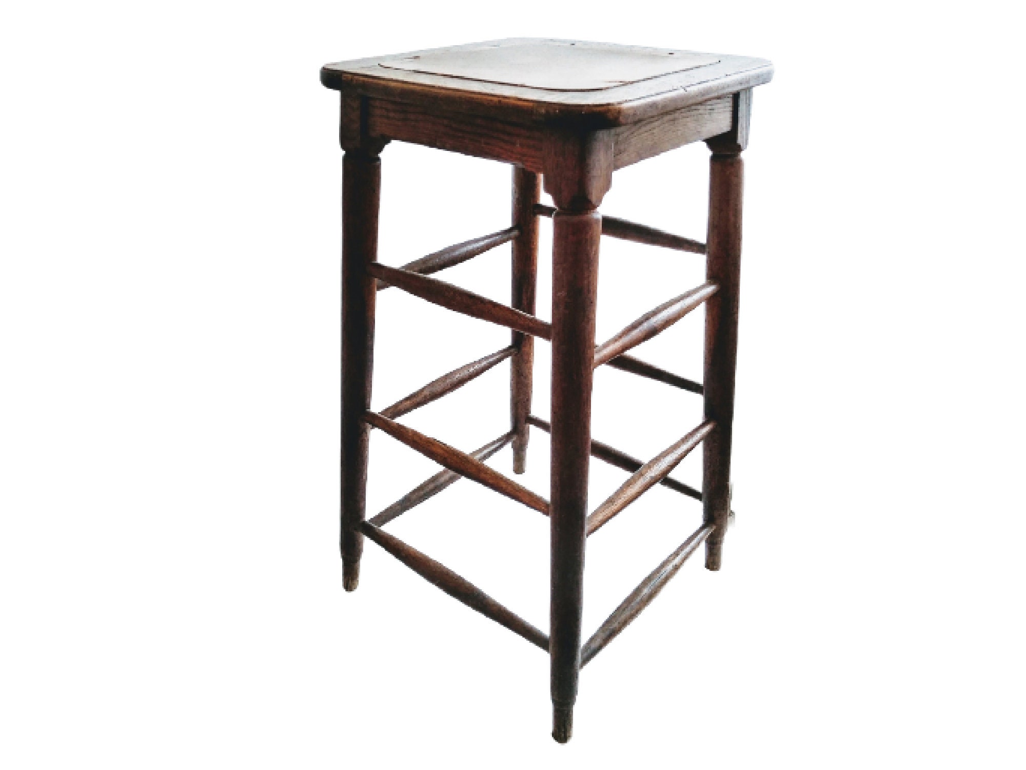 Vintage Français Grande Hauteur Tabouret en Bois ou Support Marron Foncé Fleur Pot Plante Ornement D
