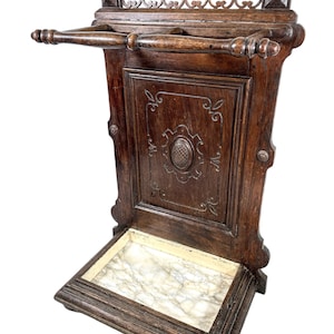 Antique French Large Double Wooden Umbrella Walking Stick Stand Container Pot Hallway Cloakroom Ornate Decorative c1910-20's / EVE