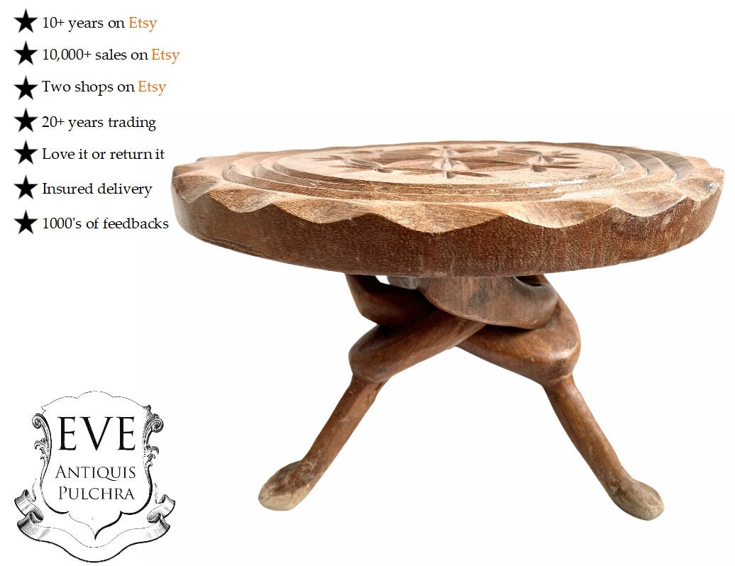 Vintage Africain Arabe Bédouin Tabouret Table Désert Bois Petit Chaise Stand Affichage Plinth Siège