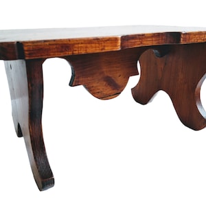 Vintage French Bench Footrest Wooden Brown Natural Wood Small Stand Stool Display Rest Plinth Seat Plant Tabouret c1960-1970&#39;s / EVE