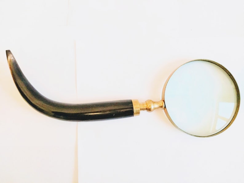 Antique English Horn Handled Magnifying Glass Looking Glass Magnifier Inspector Reading Aid Prop Desktop Gift c1910/'s EVE de France