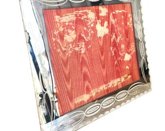 Vintage French Mirrored Bevelled Glass Desktop Table Top Large Photo Frame Ornate Decorative c1950-60's / EVE