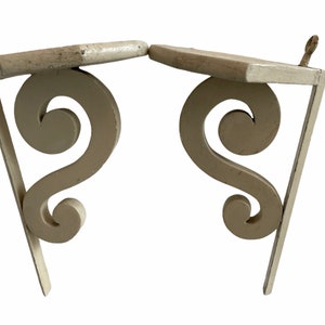 Vintage French Wooden Wood Wall Mounted Corner Shelf Support Display Wall Hanging Display Decor Finishing circa 1950-60's / EVE de France