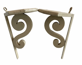 Vintage French Wooden Wood Wall Mounted Corner Shelf Support Display Wall Hanging Display Decor Finishing circa 1950-60's / EVE de France
