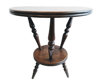 Vintage French Wooden Brown Natural Wood Medium Circular Side Table Stand Display Rest Plinth Prop circa 1950-1960&#39;s / EVE de France